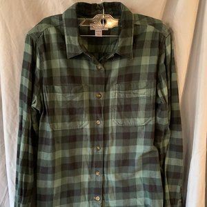 Green Black Carhartt Button Down Flannel Rugged Flex Hamilton Shirt for Women